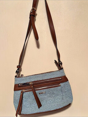 Rosetti Geometric Crossbody Bag in Blue & Brown